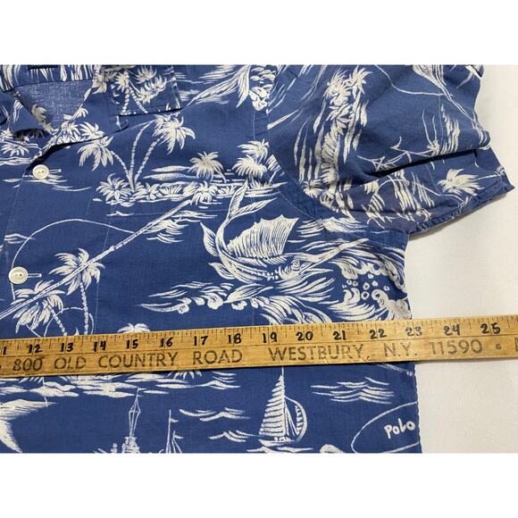 POLO RALPH LAUREN Aloha Shirt All-over Pattern Linen Cotton Men Size: L - Picture 7 of 8